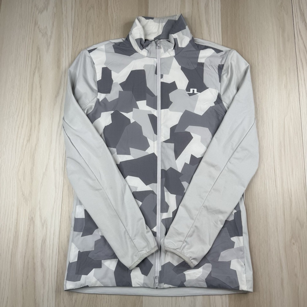 J. Lindeberg Packlight Hybrid Golf Jacket Gray White Camo Mens S Small Primaloft
